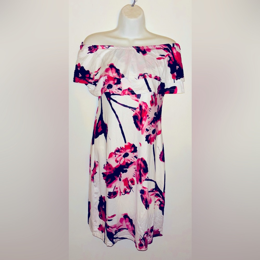 Woman’s Off Shoulder Ruffle Spring summer Dress medium - Picture 4 of 5